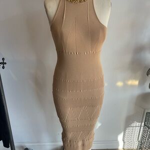 Elegant Tan Sleeveless Dress